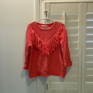 Vici Women's Coral Sweater with Fringe Detail